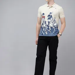 U.S. Polo Assn. Denim Co. Brand Logo Printed Polo Collar Pure Cotton Slim Fit T-shirt image 4