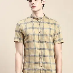 showoffff SHOWOFF Beige Cotton Slim Fit Checks Shirt-picture-22