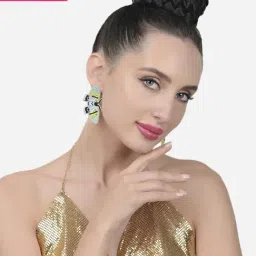 Zaveri Pearls Multicolor Beads Embellished Contemporary Butterfly Stud Earrings-ZPFK15665-picture-14