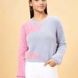 Coolsters by Pantaloons Kids Lilac & Pink Cotton Color Block Full Sleeves Sweater-image-31