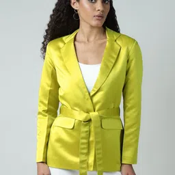 SANAITA CREATIONS Single Breasted Notched Collar Belted Blazer-picture-0