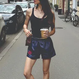 GAB Women Printed Loose Fit High-Rise Shorts-image-76