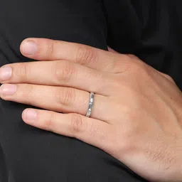 Zavya 925 Sterling Silver Rhodium Plated Cubic Zirconia Studded Finger Ring image 3