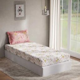 DDecor Bouquet Floral Red Cotton 144 TC Single Bedsheet With 1 Pillow Cover-picture-5