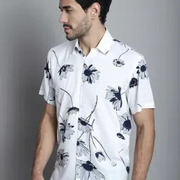 Jainish White Regular Fit Floral Print Shirt-image-59