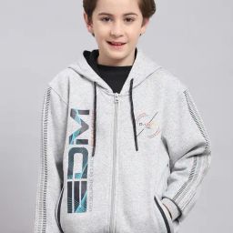 Monte Carlo Kids Grey Melange Printed Full Sleeves Sweatshirt-picture-8