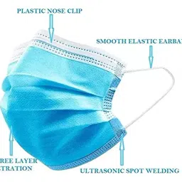 SRMD Non-Woven 3 Ply Face Mask Elastic Ear Loop Blue For Men and Women KR02 (Pack of 50 Piece) image 2