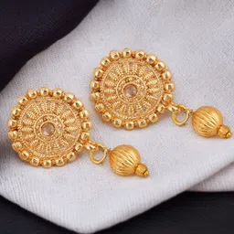 LUCKY JEWELLERY Gold-Plated Stones Studded Choker Double Layer Necklace And Earrings image 4