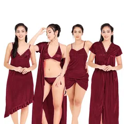 DIVINE PARIDHAAN Women 6 Piece Maxi Nightdress-image-9