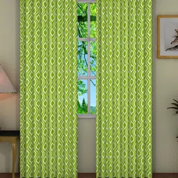 Pink Parrot Green 2 Pieces Geometric Printed Door Curtains-image-53