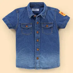 Babyoye 100% Cotton Washed Half Sleeves Denim Shirt - Blue-image-14