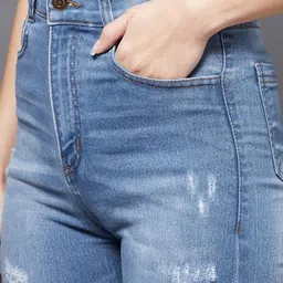 miss chase Women Skinny High Rise Blue Jeans image 5