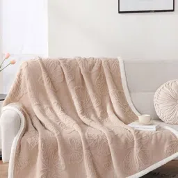 Butterthief Cream-Coloured & White Fleece Heavy Winter 210 GSM Single Bed Blanket-image-85