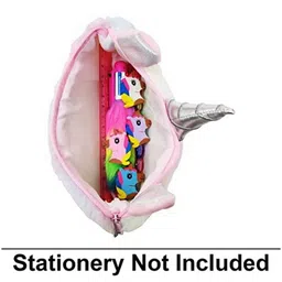 SCHOOLISH Unicorn Fur Pouch for Stationery and Make Up Kit - PACK OF 1 - COLOR MAY VARY image 2