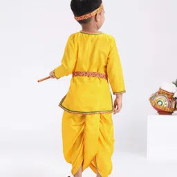 Dapper Dudes Janmashtami Theme Full Sleeves Lord Krishna Costume Set - Yellow image 2