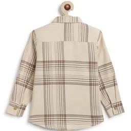 Tiber Taber 100% Cotton Full Sleeves Checked Shirt - Cream image 4