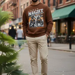 Moda Rapido Men Brown Cotton Long sleeve Round Neck Oversize Fit Sweatshirt-image-68
