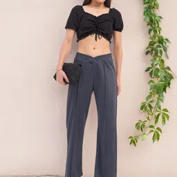 CORSICA Women Relaxed Loose Fit High-Rise Easy Wash Pleated Trousers image 5