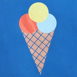 BABY NATION Cotton Half Sleeves Ice Cream Printed Tee - Blue image 5