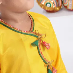 Dapper Dudes Janmashtami Theme Full Sleeves Lord Krishna Costume Set - Yellow image 4