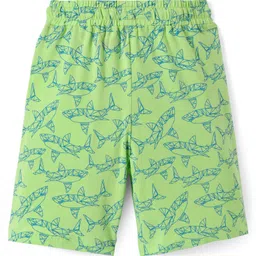 Pine Kids Single Jersey Knit Half Sleeves T-Shirt & Shorts Set with Fish Print - Light Green image 4