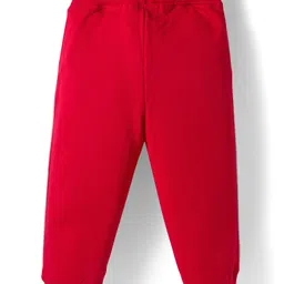 Babyhug Terry Knit Full Sleeves Top & Pant Set With Text Print - Pink & Red image 5