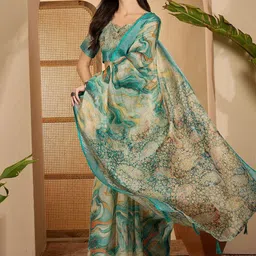 HERE&NOW Ethnic Motifs Zari Linen Blend Banarasi Saree-picture-13