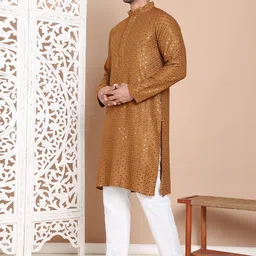 Jompers Men Embroidered Regular Sequinned Kurta with Pyjamas image 5
