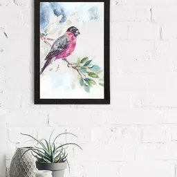 eCraftIndia Off-White & Pink Bird Satin Matte Texture UV Wall Painting image 2