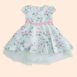 Pantaloons Junior Kids Pista Green & Pink Cotton Floral Print Dress-image-45