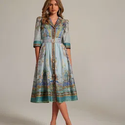 JC Collection Ethnic Motifs Print A-Line Midi Dress-picture-10