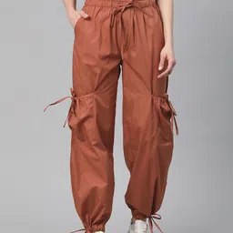 Popnetic Loose Fit High-Rise Pure Cotton Parachute Cargos Trousers-picture-39