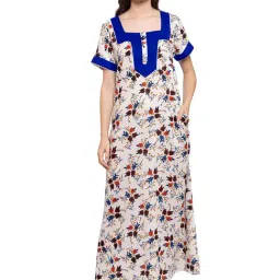 PATRORNA Cream Floral Print Nighty-picture-20