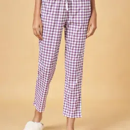 Dreamz by Pantaloons Purple Cotton Chequered Pyjamas-picture-40