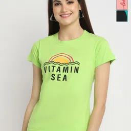 Dreambe Women Pack of 3 Typography Printed Round Neck Cotton T-shirts-picture-47