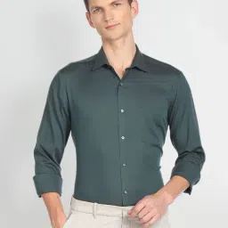 Arrow Green Cotton Slim Fit Shirt-image-47