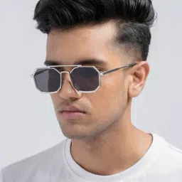 Joker & WItch Urbano Black UV Protection Geometric Sunglasses for Men-picture-25