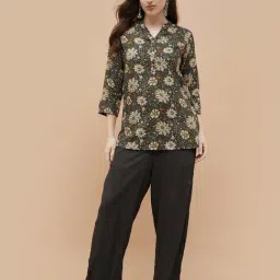 Melange By Lifestyle Green Regular Fit Floral Print Kurti image 4