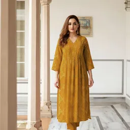 Anni Designer Women Ethnic Motifs Printed Empire Kurta with Trousers & With Dupatta image 4