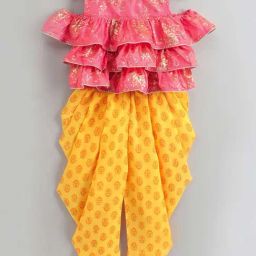 TWISHA Kids Pink & Yellow Embroidered Top Set-picture-16
