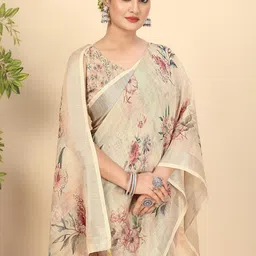 SSHAGUN LIFESTYLE Pink Printed Hand Batik Cotton Silk Saree image 2