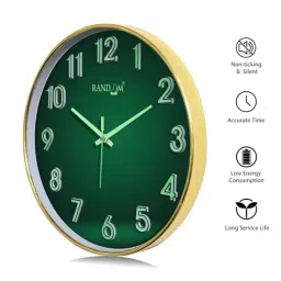 RANDOM Golden Plastic Round Wall Clock image 4