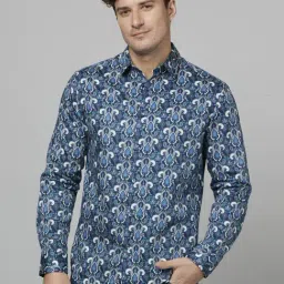 celio celio* Blue Cotton Regular Fit Printed Shirt-picture-32
