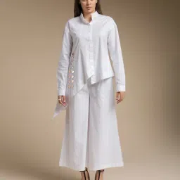 House of Manaa White Hom Allure Shirt with Pallazo-picture-24