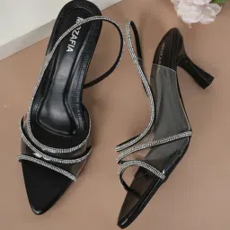 Mozafia Women's Black Sling Back Sandals-image-17