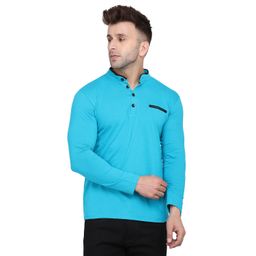 BEYOU FASHION Band Collar Long Sleeves Slim Fit Casual Tshirt-picture-16