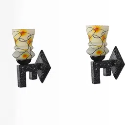 1ST TIME Pack of 4 Yellow & White Glass Cylinder Shaped Wall Lamp image 2