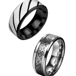 MEENAZ Set Of 2 Silver Plated Finger Rings image 4