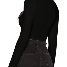 Women's Comfy Cotton Full Sleeves Tops Scoop Neck Crop Top Women image 2