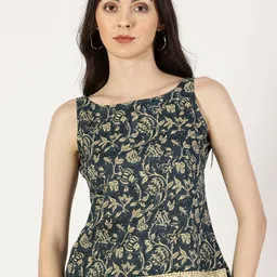 Saffron Threads Floral Print Ethnic Cotton Top image 1